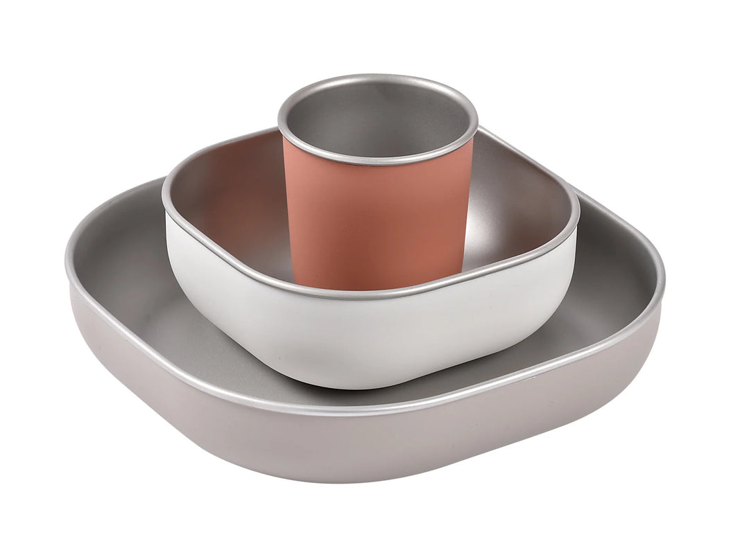 Beaba Stainless steel meal set - Terracotta