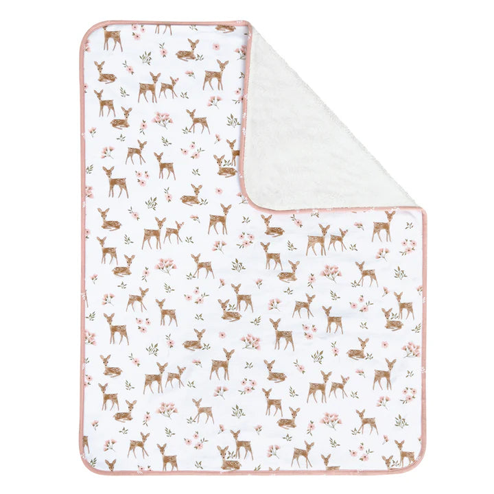 Living Textiles Jersey/Sherpa Pram Blanket - Sophia's Garden