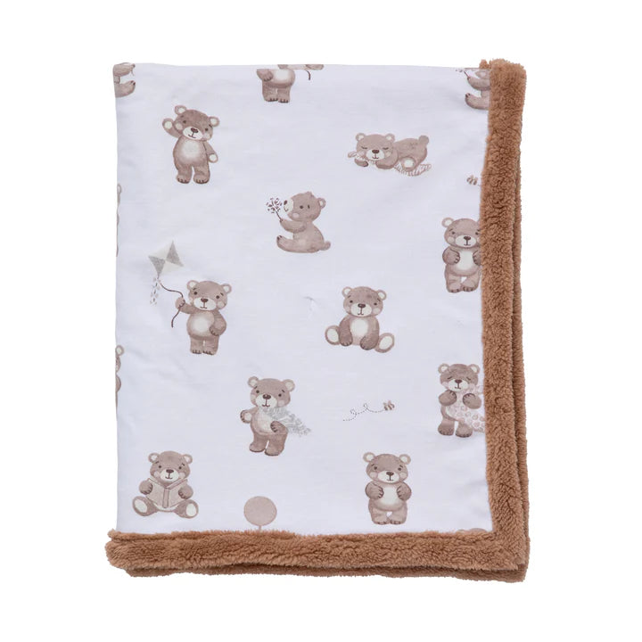 Living Textiles Organic Jersey Sherpa Blanket - Cuddly Bear