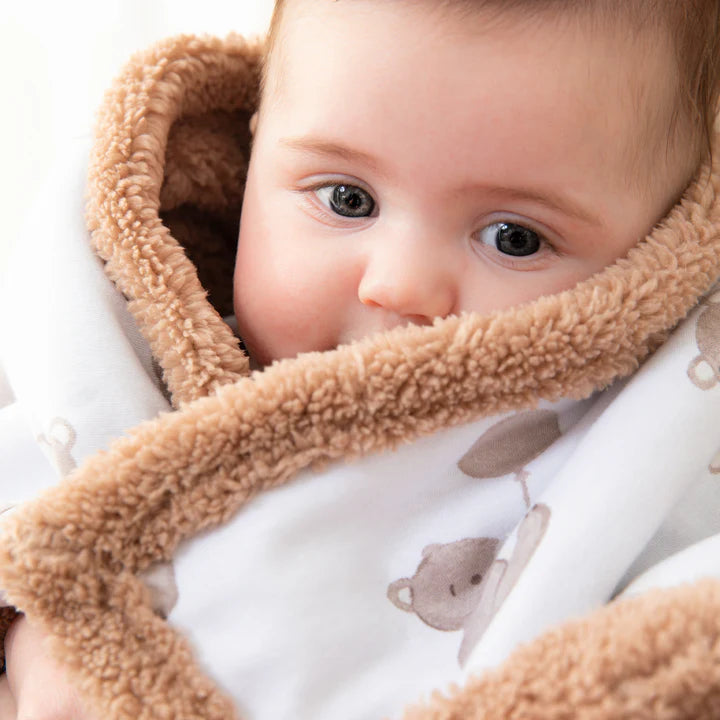 Living Textiles Organic Jersey Sherpa Blanket - Cuddly Bear