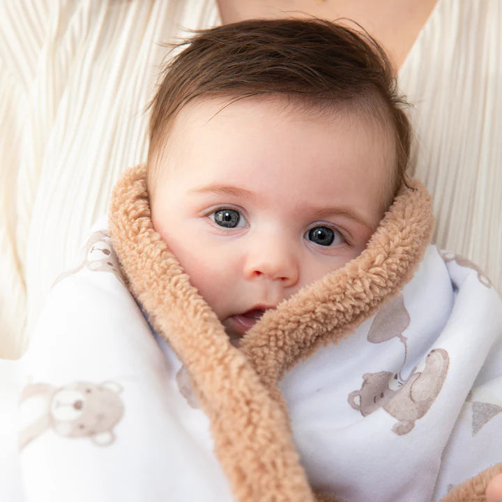 Living Textiles Organic Jersey Sherpa Blanket - Cuddly Bear