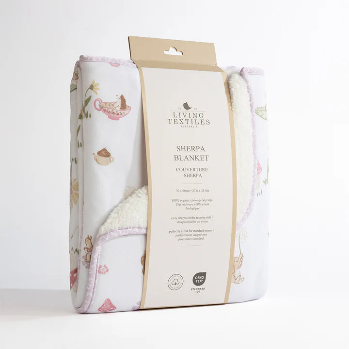 Living Textiles Jersey Sherpa Pram Blanket - Whimsical Wonderland