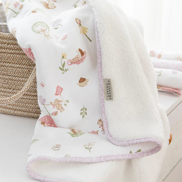 Living Textiles Jersey Sherpa Pram Blanket - Whimsical Wonderland