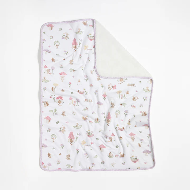 Living Textiles Jersey Sherpa Pram Blanket - Whimsical Wonderland