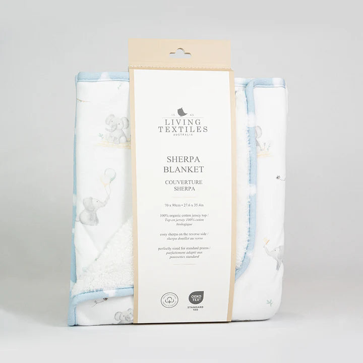 Living Textiles Sherpa Blanket - Elephant Playtime