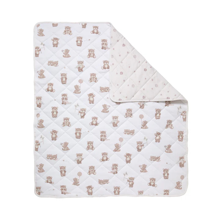 Living Textiles Reversible Organic Jersey Quilted Cot Comforter - Cuddly Bear