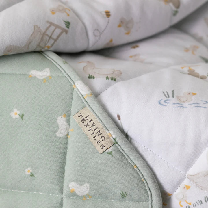 Living Textiles Reversible Organic Jersey Quilted Cot Comforter - Goosey Goosey