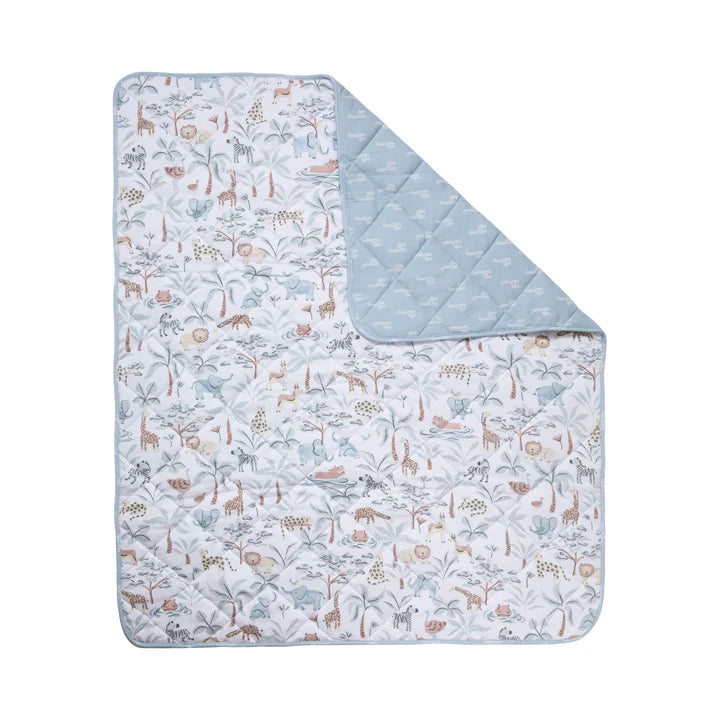 Living Textiles Reversible Organic Jersey Quilted Cot Comforter - Wild Safari