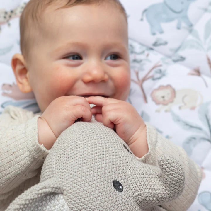 Living Textiles Reversible Organic Jersey Quilted Cot Comforter - Wild Safari