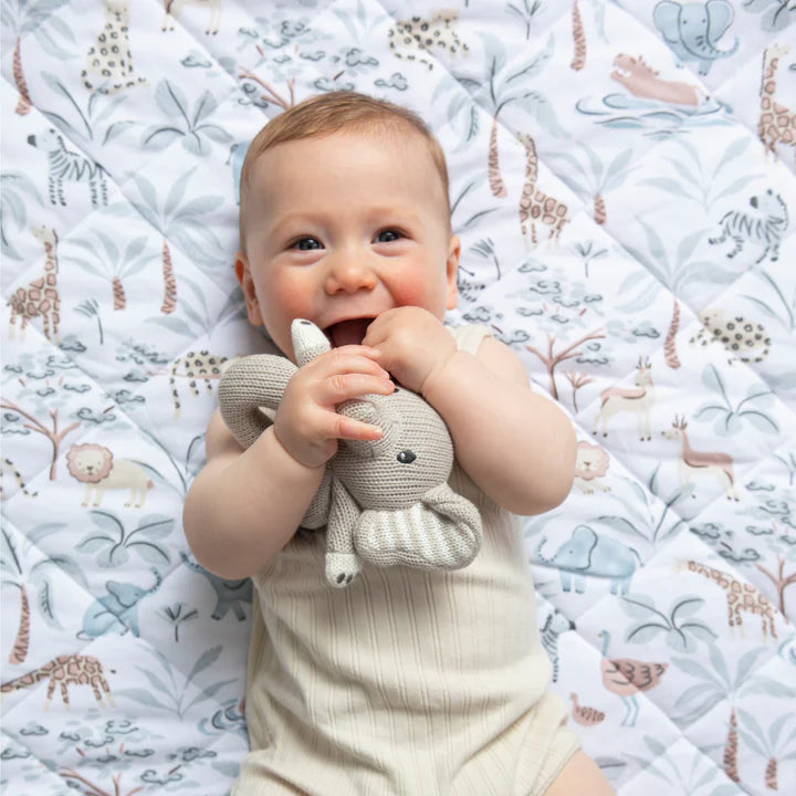 Living Textiles Reversible Organic Jersey Quilted Cot Comforter - Wild Safari