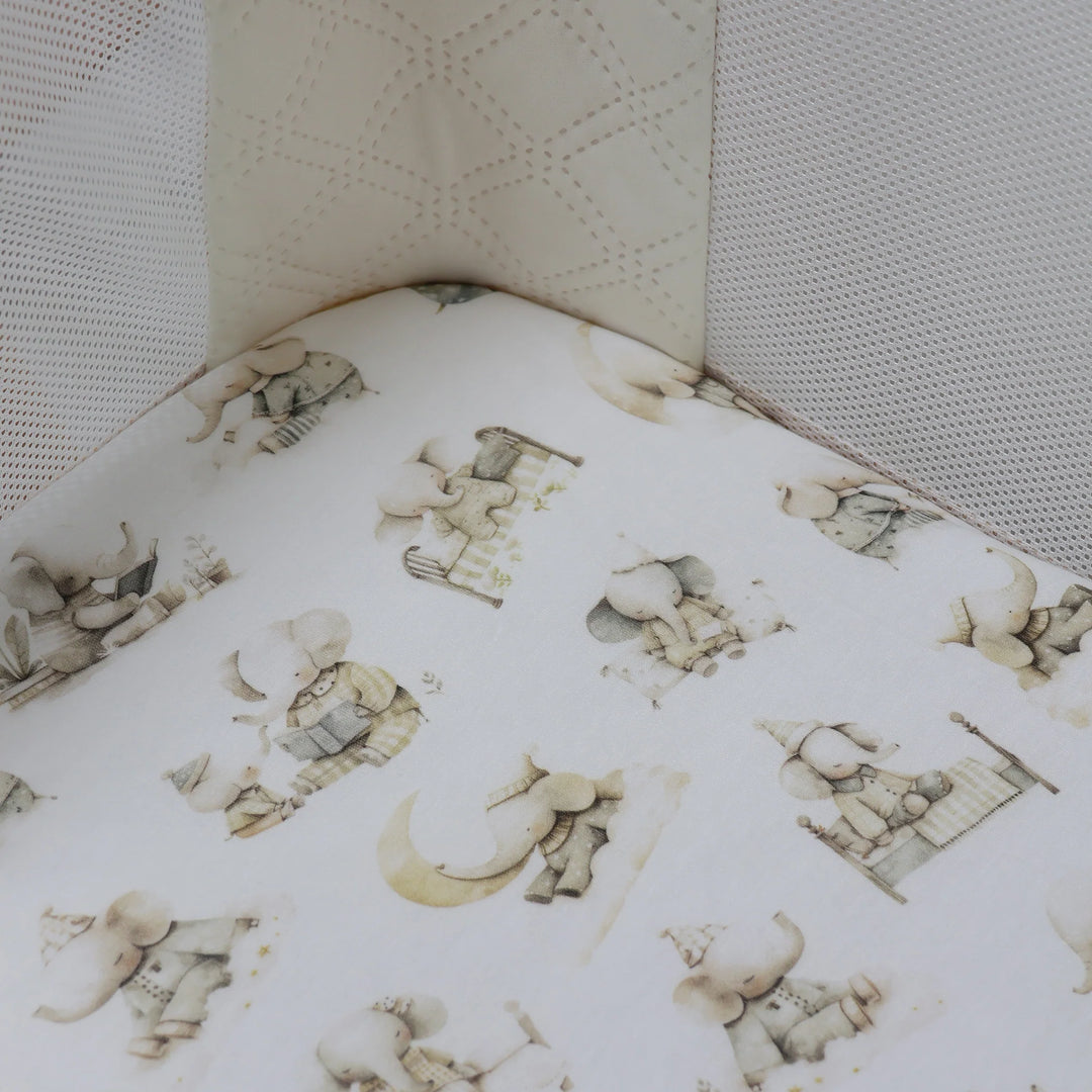 Bubba Blue Elephant Bedtime Jersey Co Sleeper/Bedside Sleeper Fitted Sheet