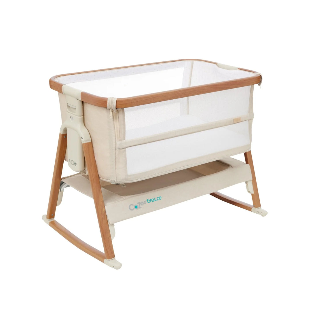 iL Tutto CoZee Breeze Plus Co-Sleeping Bassinet with Rocking Legs in Scandi Walnut and Ecru