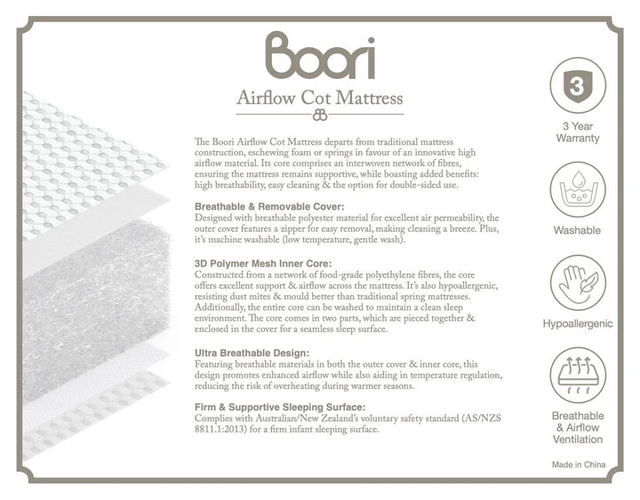 Boori Nest Easy-store Compact Cot (Airflow Mattress included)( B-NTSCCOFMAT/SWBH)
