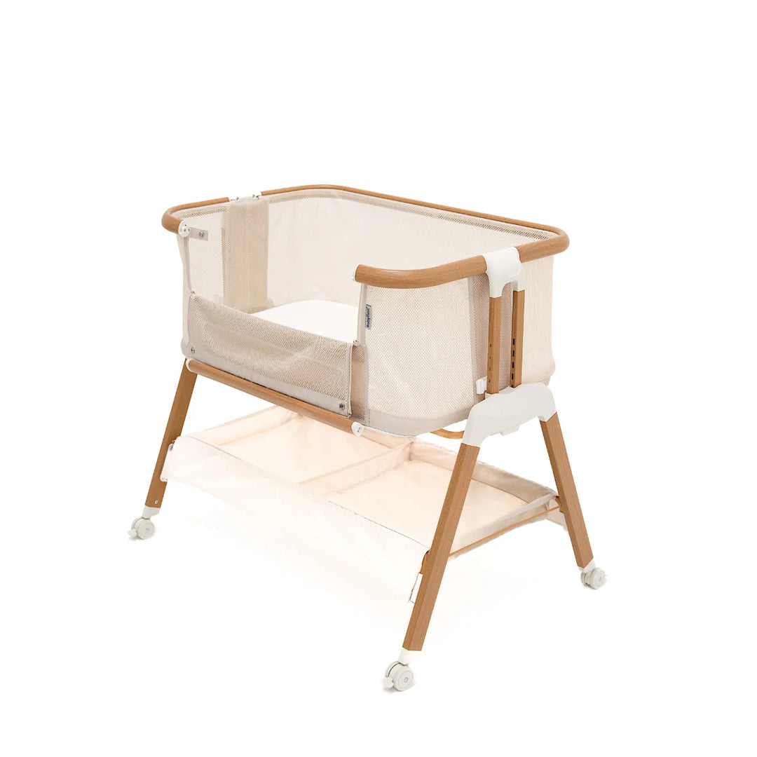 BabyRest Alfie2 Bedside Bassinet - Beige/Walnut