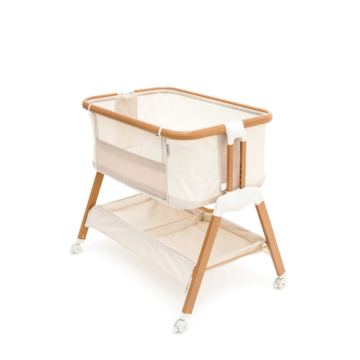 BabyRest Alfie2 Bedside Bassinet - Beige/Walnut