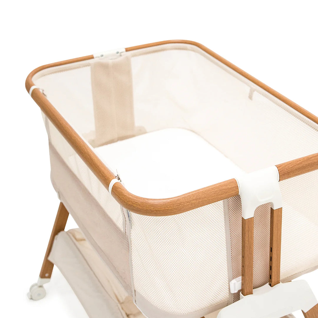 BabyRest Alfie2 Bedside Bassinet - Beige/Walnut