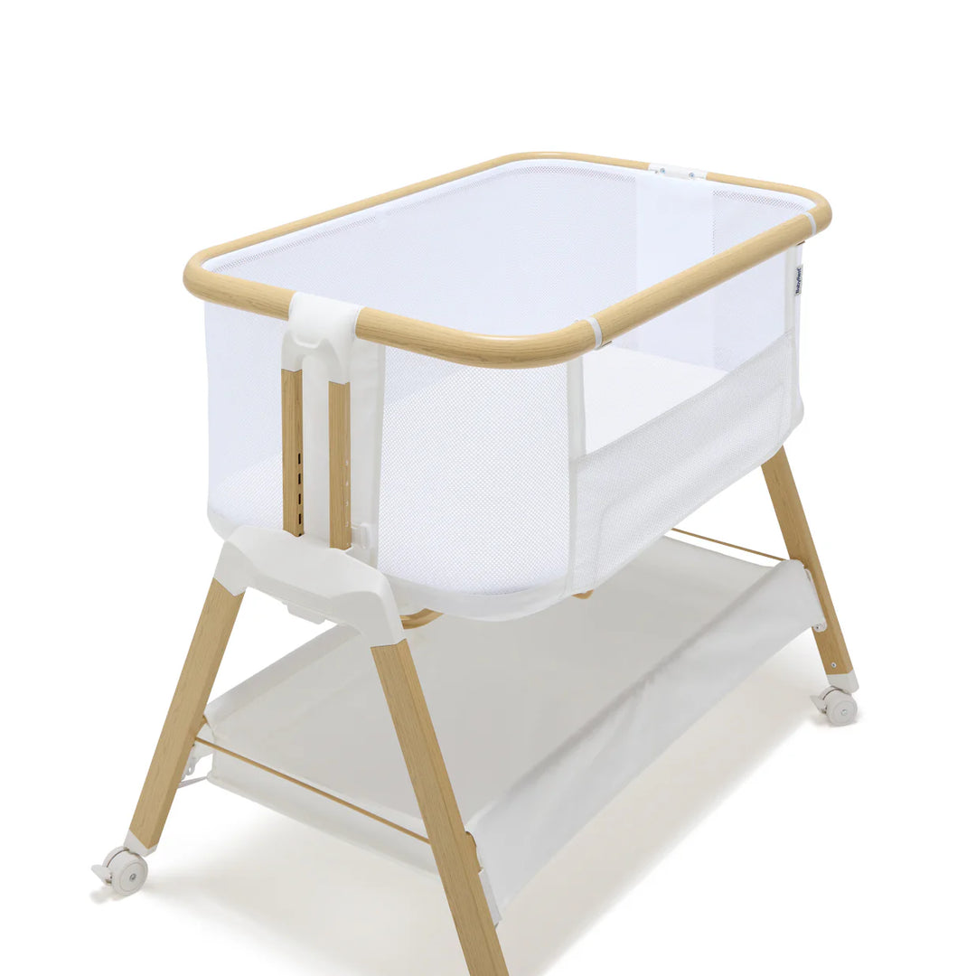 BabyRest Alfie2 Bedside Bassinet - White/Natural