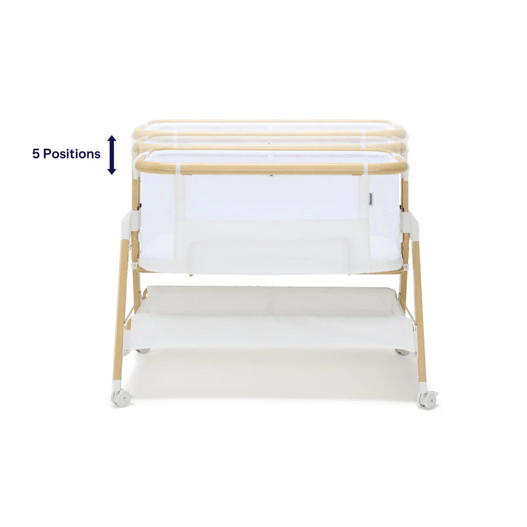 BabyRest Alfie2 Bedside Bassinet - White/Natural