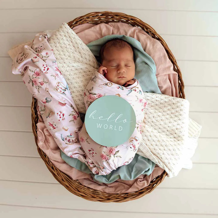 Organic Jersey Wrap & Topknot Set - Alice’s Tea Party
