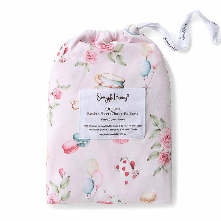 Organic Bassinet Sheet / Change Pad Cover - Alice’s Tea Party