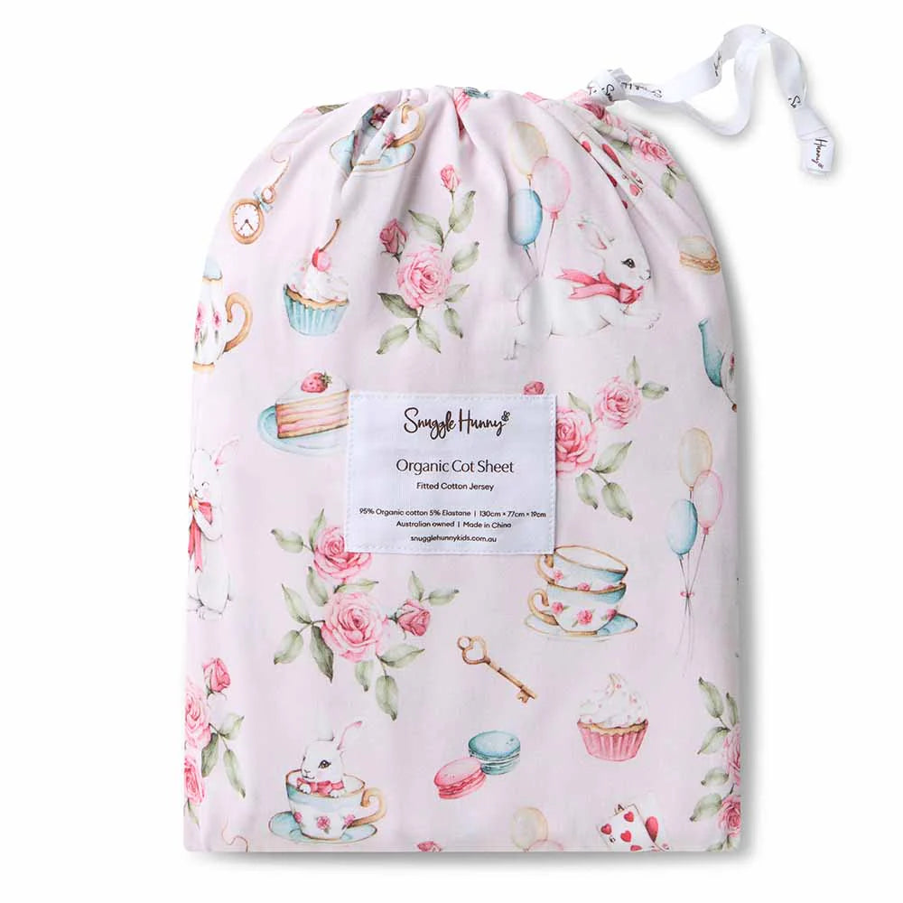 Organic Fitted Cot Sheet - Alice’s Tea Party
