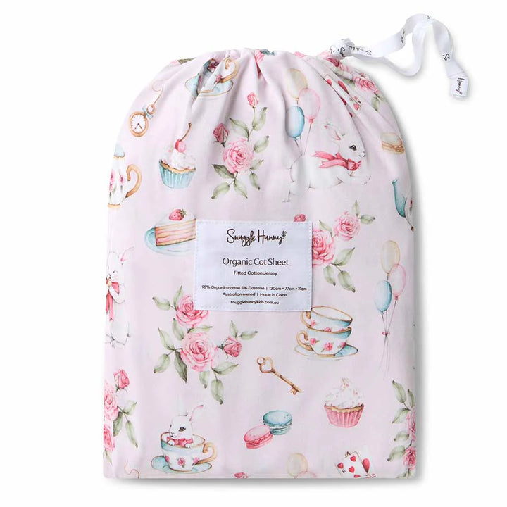 Organic Fitted Cot Sheet - Alice’s Tea Party