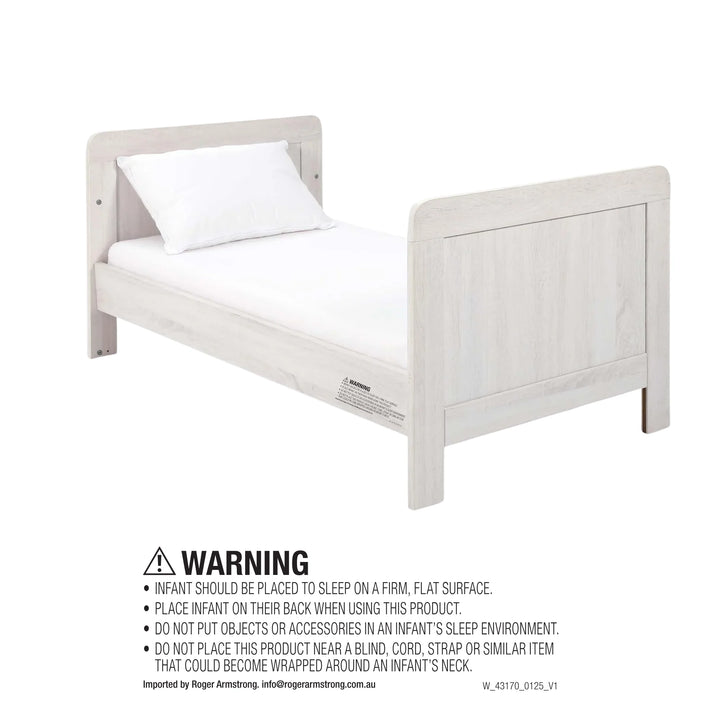 Mamas & Papas Atlas 4 Piece Set with Cotbed, Mattress, Fitted Sheets & Mattress Protector - White Wash