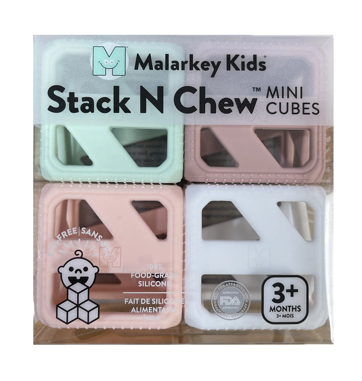Malarkey Kids Stack N Chew 4 PK Mini Cubes - Pastels