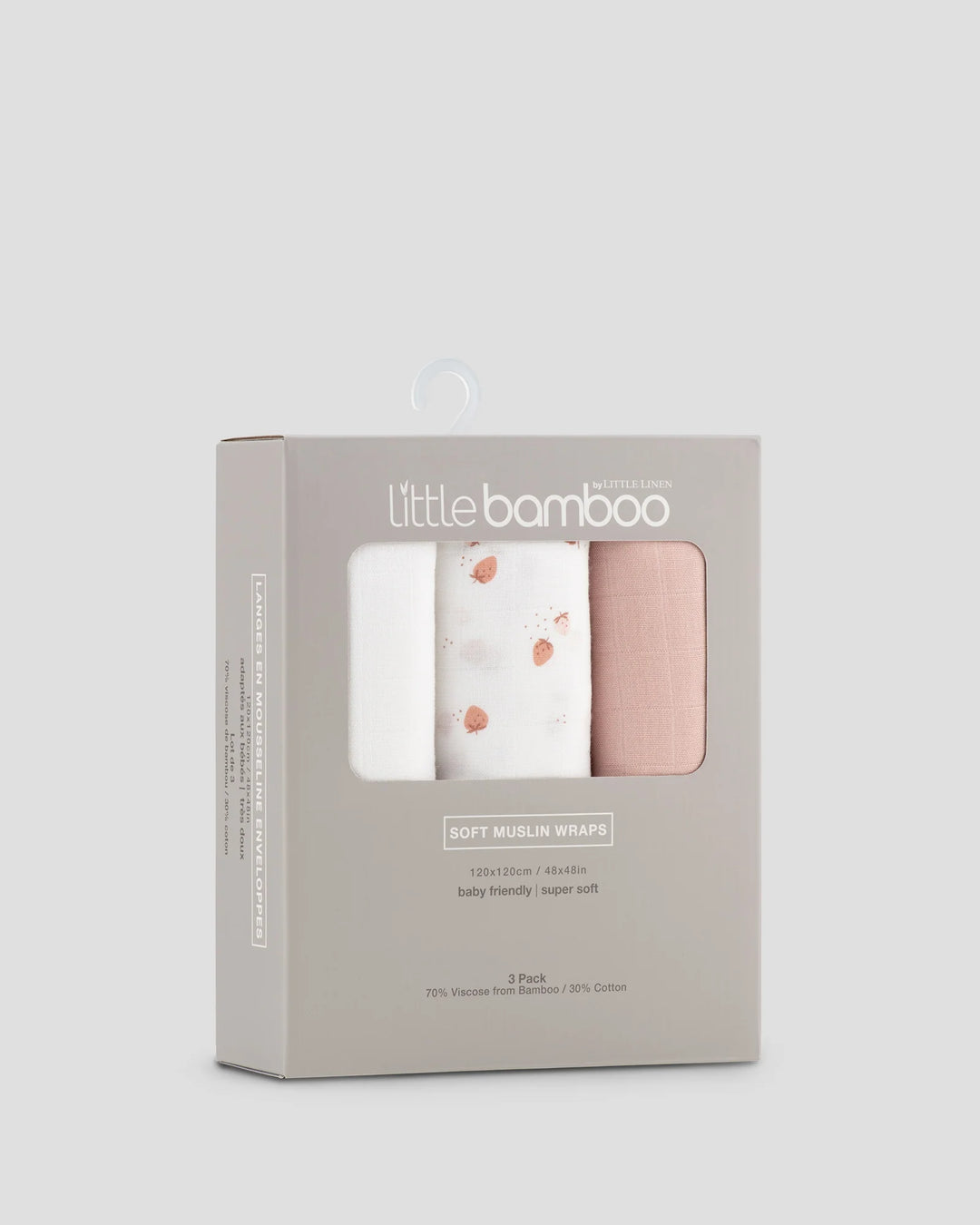 Little Bamboo Muslin Wraps 3 Pack - Dusty Rose