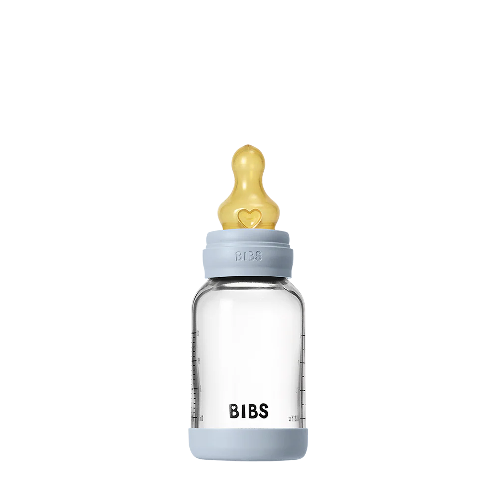 Baby Glass Bottle Set 120ml Latex - Baby Blue