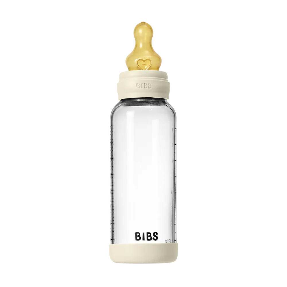 BIBS Baby Glass Bottle Set 240ml Latex - Ivory