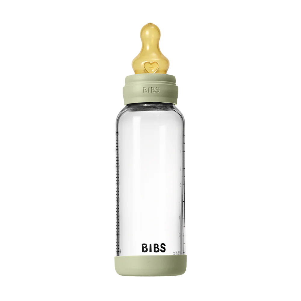 BIBS Baby Glass Bottle Set 240ml Latex - Sage