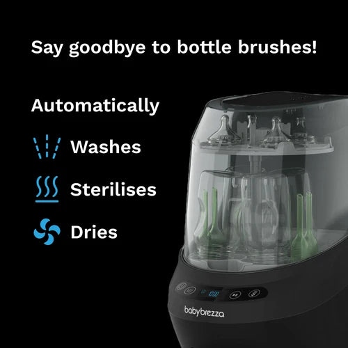 Baby Brezza Bottle Washer Pro – All-In-One Cleaner (Washes, Sterilizes & Dries) - Black