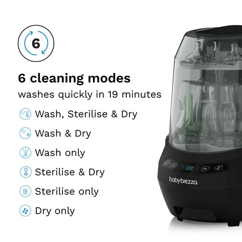 Baby Brezza Bottle Washer Pro – All-In-One Cleaner (Washes, Sterilizes & Dries) - Black