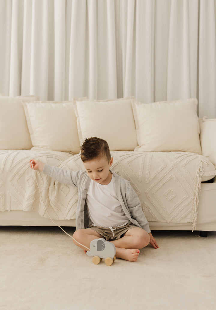 BUBBLE WOODEN ELEPHANT PULL ALONG TOY