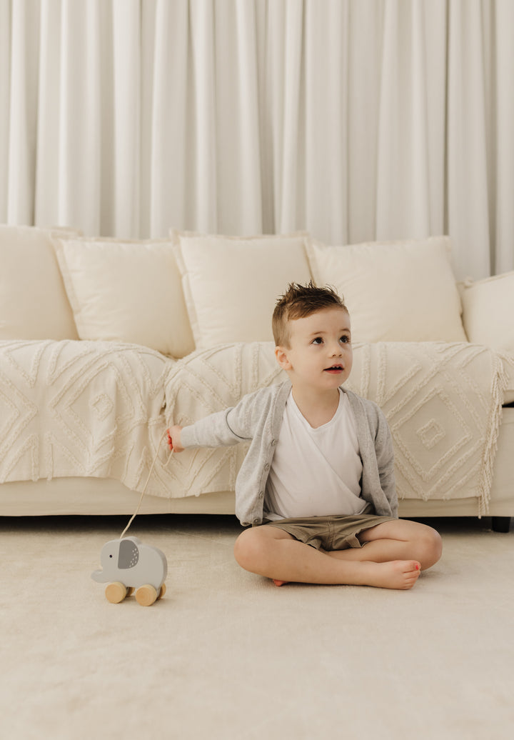 BUBBLE WOODEN ELEPHANT PULL ALONG TOY