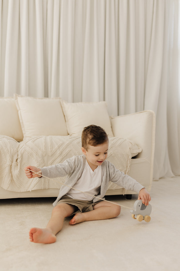 BUBBLE WOODEN ELEPHANT PULL ALONG TOY