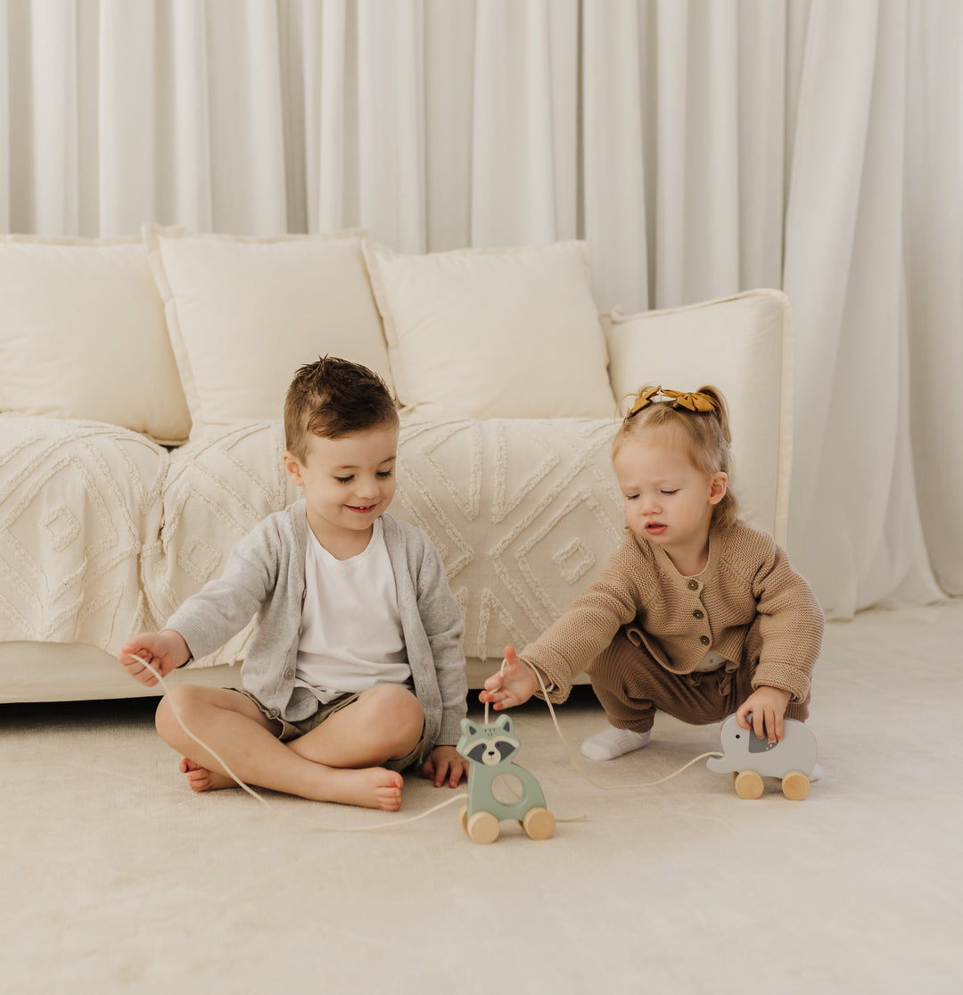 BUBBLE WOODEN ELEPHANT PULL ALONG TOY