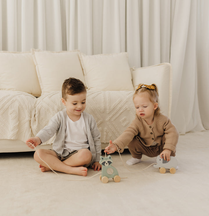 BUBBLE WOODEN ELEPHANT PULL ALONG TOY