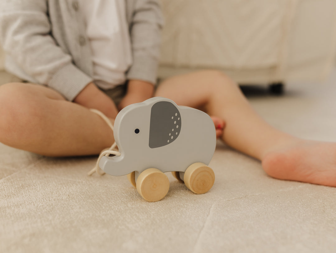 BUBBLE WOODEN ELEPHANT PULL ALONG TOY