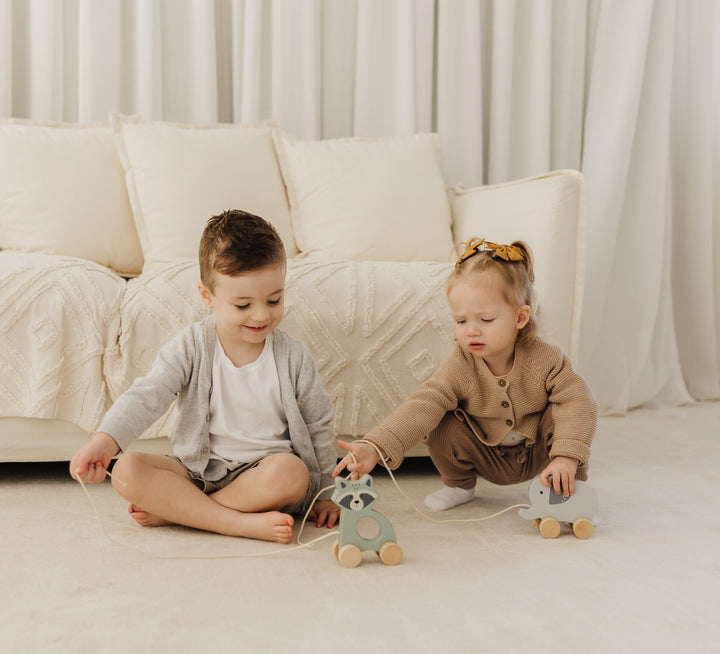 BUBBLE WOODEN ELEPHANT PULL ALONG TOY