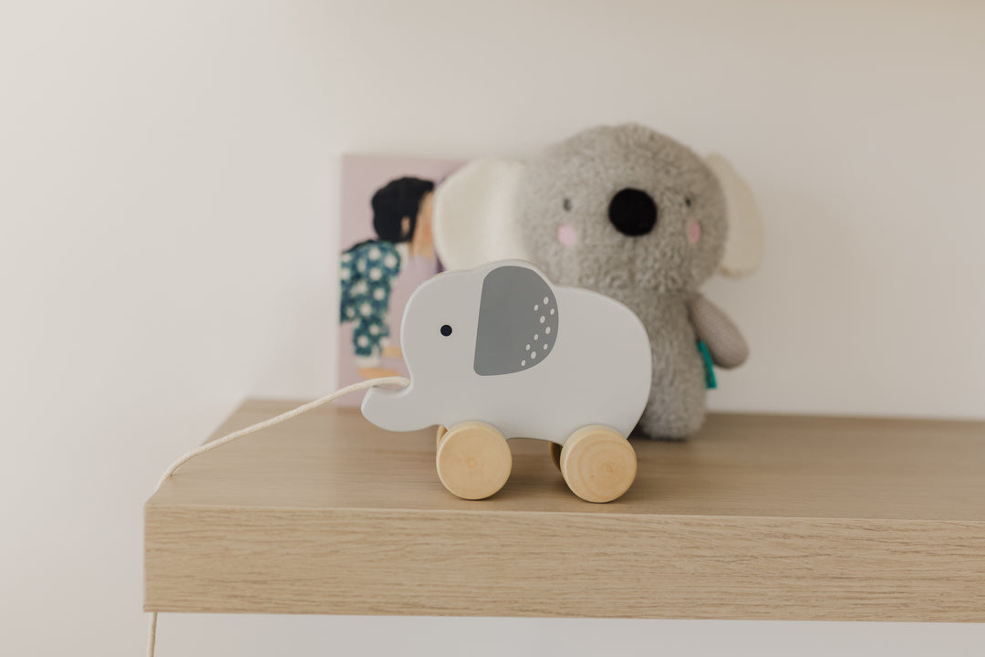 BUBBLE WOODEN ELEPHANT PULL ALONG TOY
