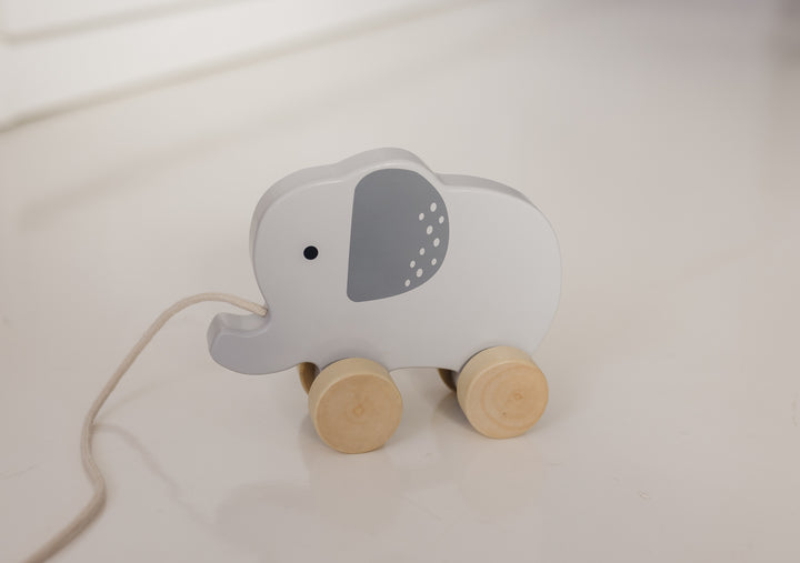 BUBBLE WOODEN ELEPHANT PULL ALONG TOY