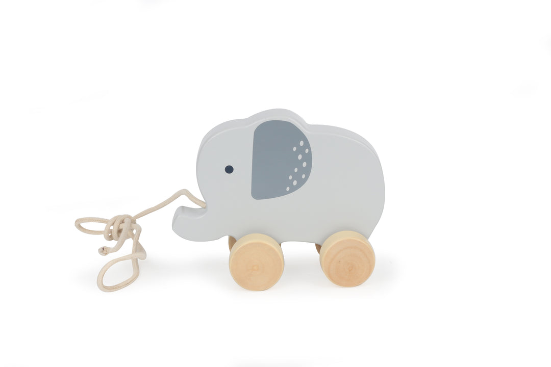 BUBBLE WOODEN ELEPHANT PULL ALONG TOY