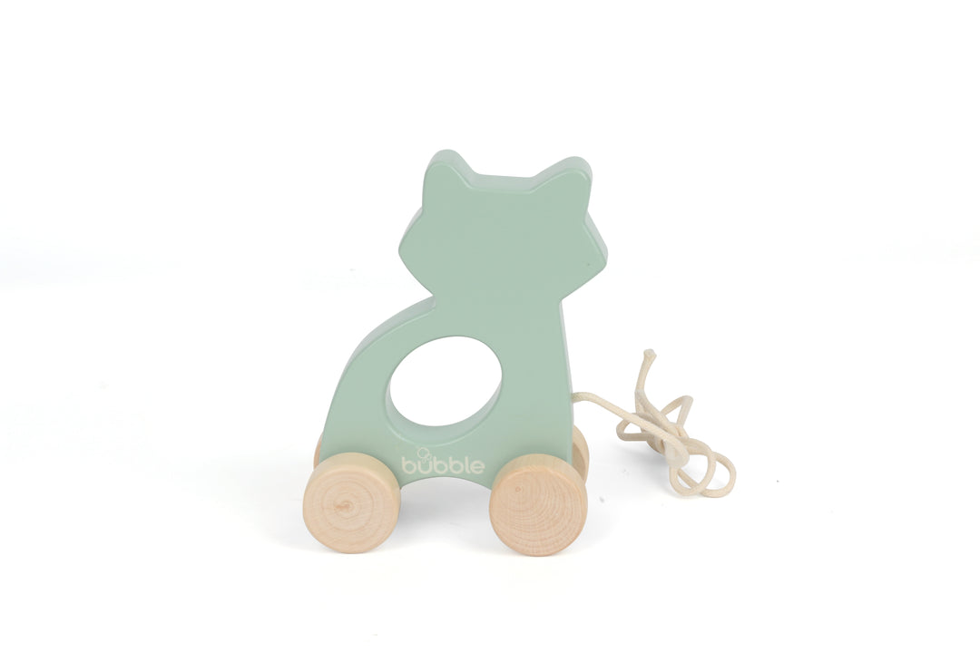 BUBBLE WOODEN RACCOON PULL ALONG TOY