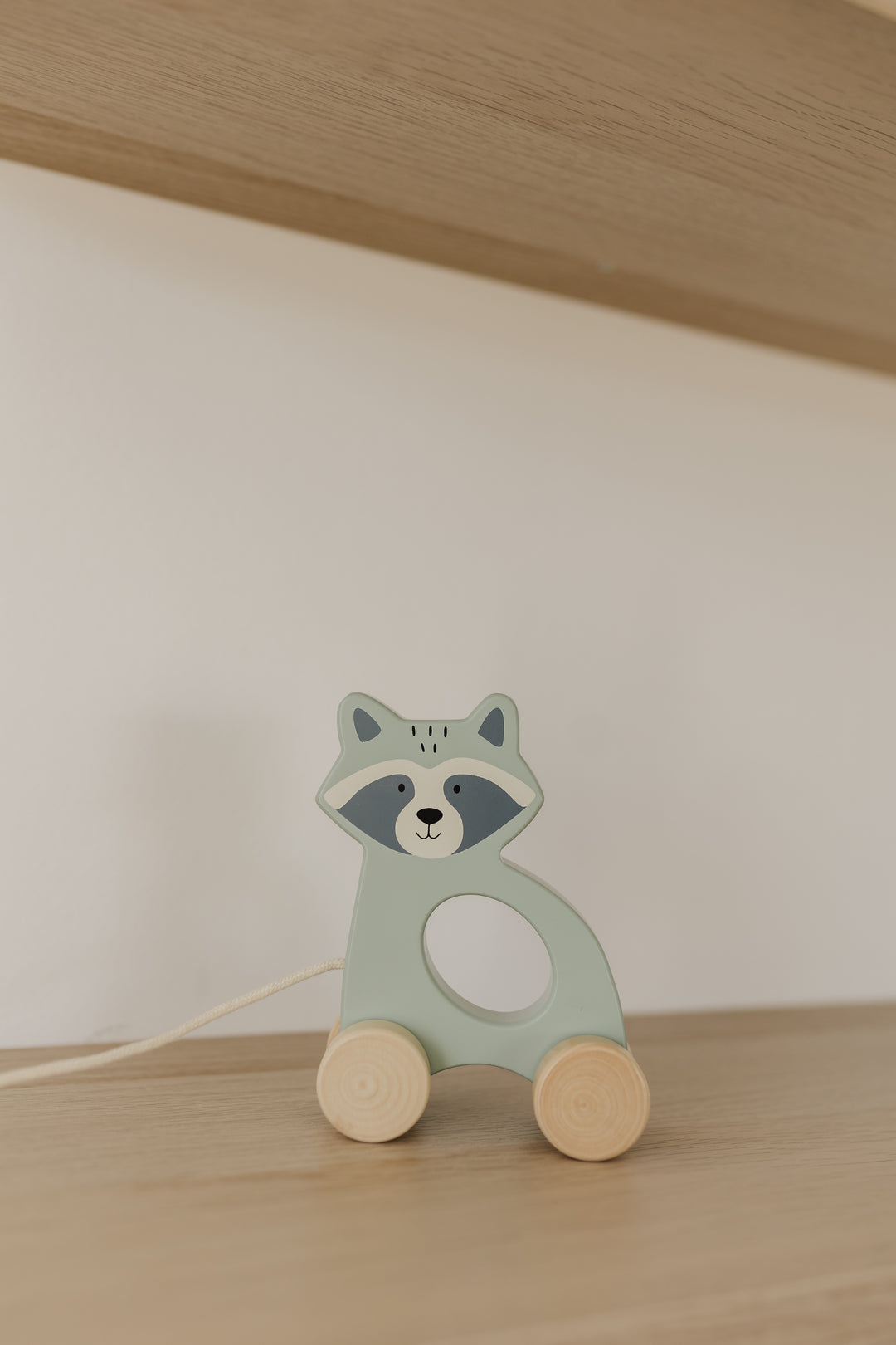 BUBBLE WOODEN RACCOON PULL ALONG TOY