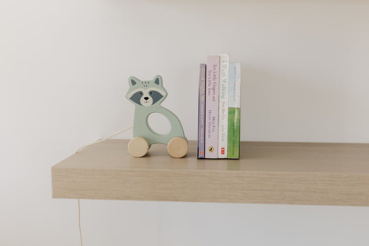 BUBBLE WOODEN RACCOON PULL ALONG TOY