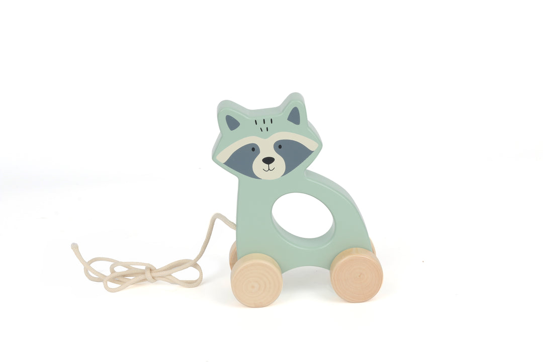 BUBBLE WOODEN RACCOON PULL ALONG TOY