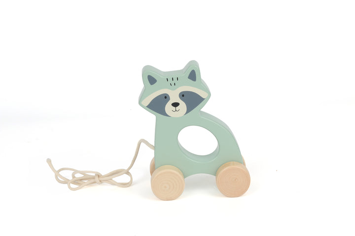 BUBBLE WOODEN RACCOON PULL ALONG TOY