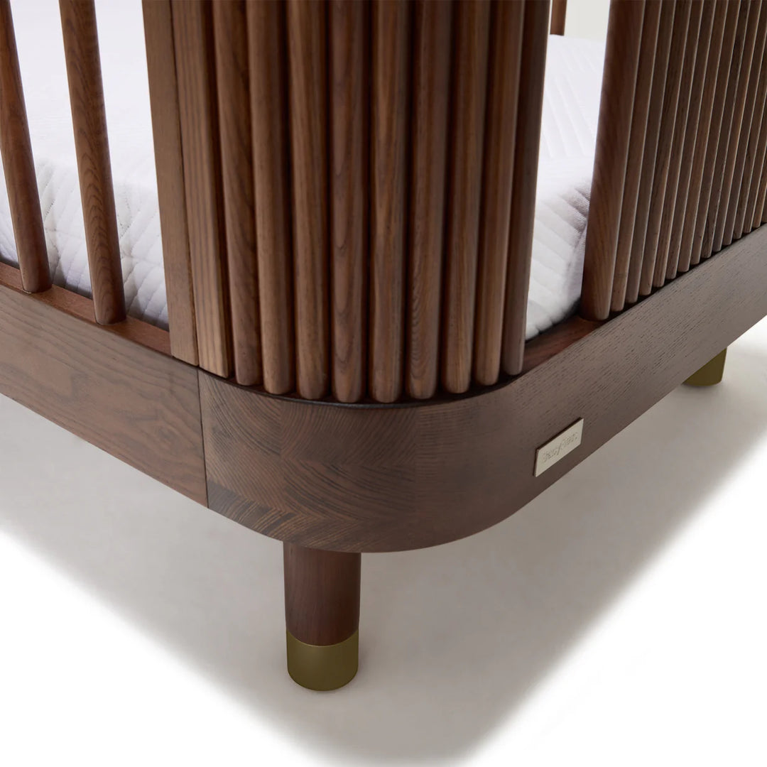 BabyRest Juno Cot + Chest + Duocore Mattress (Luxe Walnut)